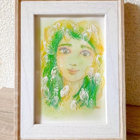 水彩原画「白木蓮の少女」　ポストカード