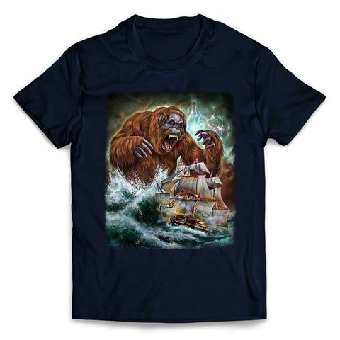 半袖Tシャツ 船を襲う オラウータン 海 雷 嵐 by FOX REPUBLIC