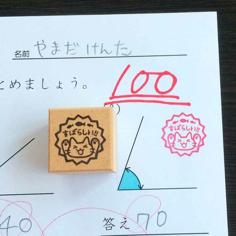 【すばらしい！！】先生やご自宅の学習に♡　ごほうびスタンプシリーズ　評価印　ねこ