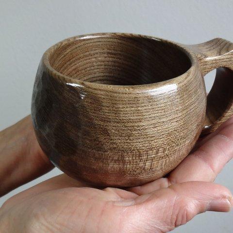 神代楡（ニレ）の一木彫りコーヒーカップ