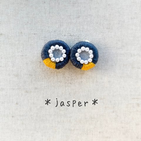 新作＊jasper＊パールサークル×刺繍イヤリング《送料無料》