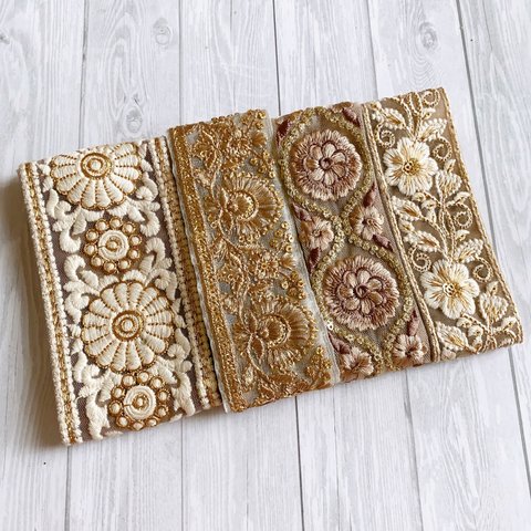 【50㎝×4本】インド刺繍リボン　アソート　No.63