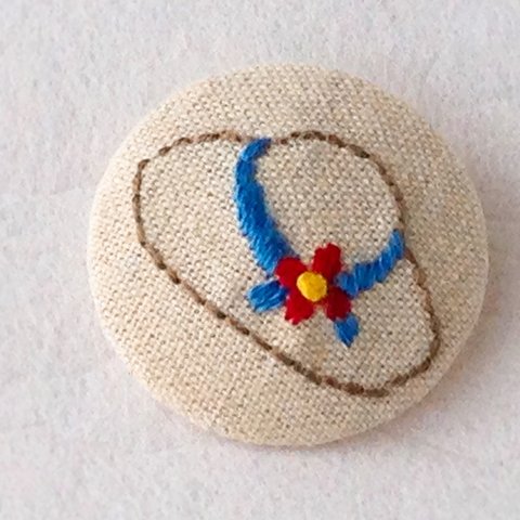 刺繍ブローチ  麦わら帽子