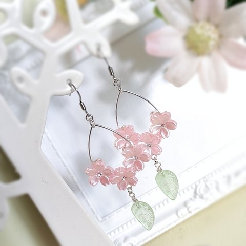 桜🌸葉っぱピアス