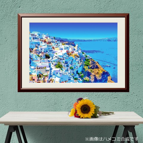 【アートポスター】ギリシャ サントリーニ島（作品No.041）