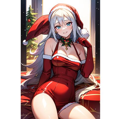 スマホ壁紙　待ち受け画面　クリスマス　女性サンタクロースのイラスト