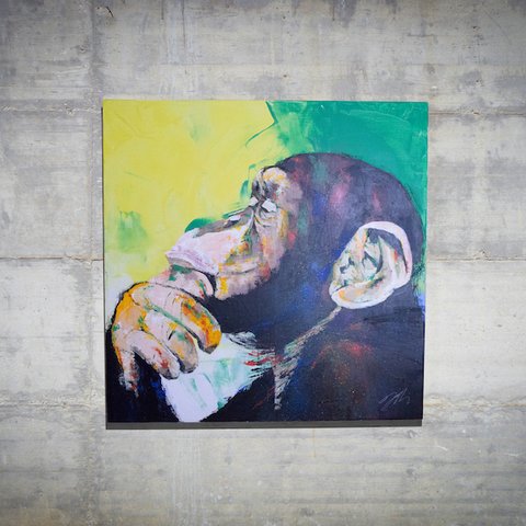 Monkey / 猿の１メートルキャンバス作品。