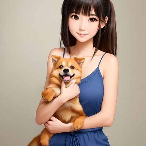 スマホ壁紙　犬と女の子