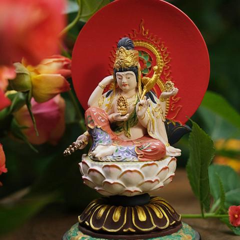 新作　仏教工芸品　精密彫刻　極上品　木彫仏教　彩繪 仏師で仕上げ品　如意輪観音菩薩座像