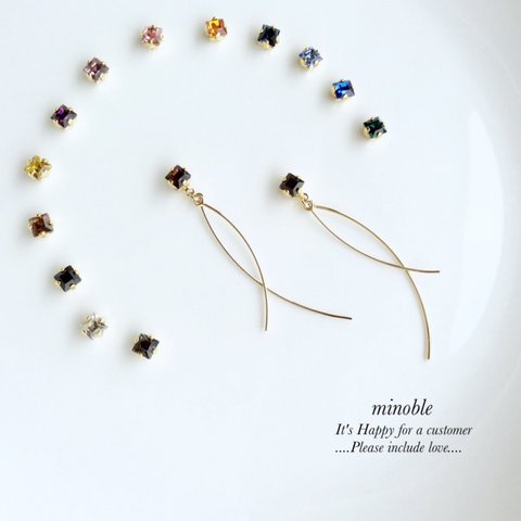 new▷Sparkling Jewels curve stick ピアス/ノンホールイヤリング＊受注製作＊