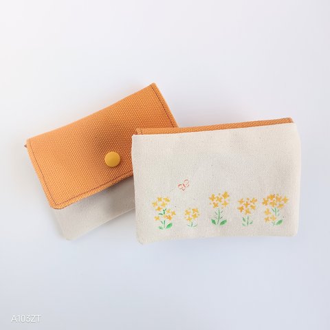 カードケース　小銭入れ　菜の花
