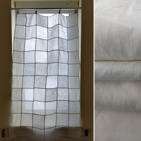 真っ白な❤ホワイトリネン4種の★ランダムパッチワークカーテン　 