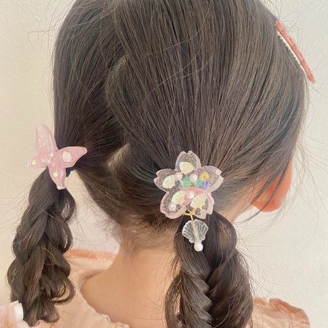 キッズ レジン 桜 SAKURA ヘアゴム sakura shellfish