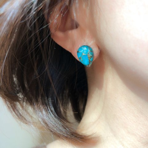 copper turquoise  ピアス/イヤリング    ターコイズ  マリン