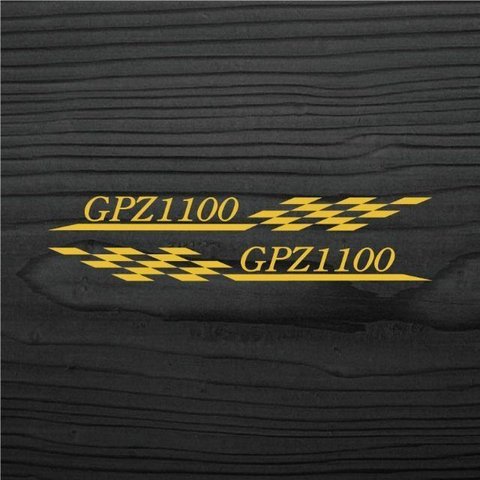 カワサキ GPZ1100 チェッカーフラッグ カッティングステッカー 左右 金色