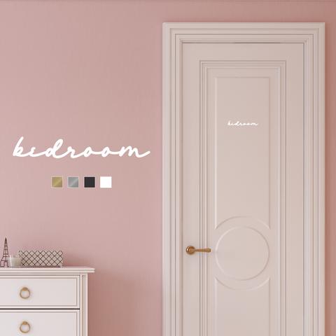 【賃貸OK】BEDROOM ドアステッカー │寝室用 選べる4色展開 マーカー風手書きフォント