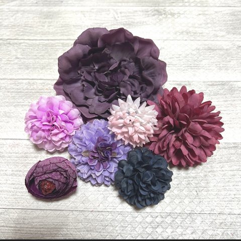 4 造花 花材 髪飾り マム 菊 パーツ アーティフィシャルフラワー パープル