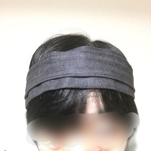 デニムのヘアバンド✿濃紺✿かっちりしっかり