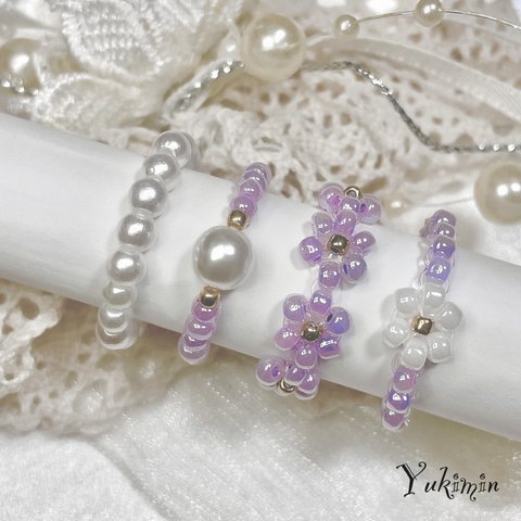 ビーズリング　韓国　#purple perl