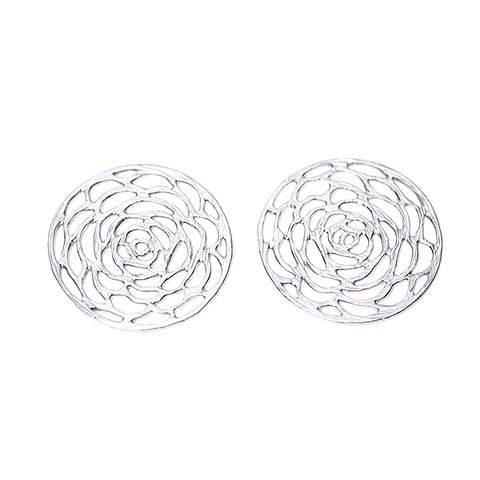 SALE【2個入り】大ぶりRose Circleマッドシルバーチャーム、ペンダント