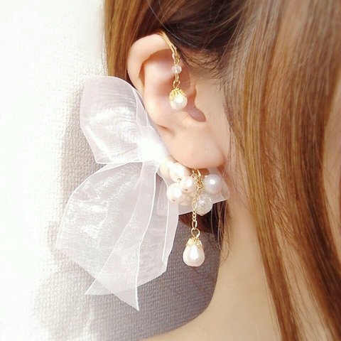♡love　white♡　ear cuff