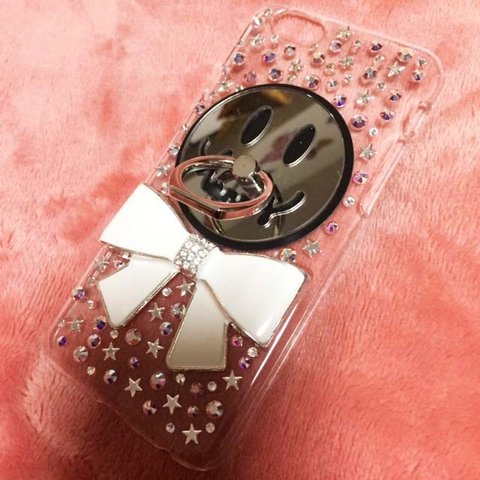 saleっ☆iphone6/6s happy smile ribbon リング スマホケース☆