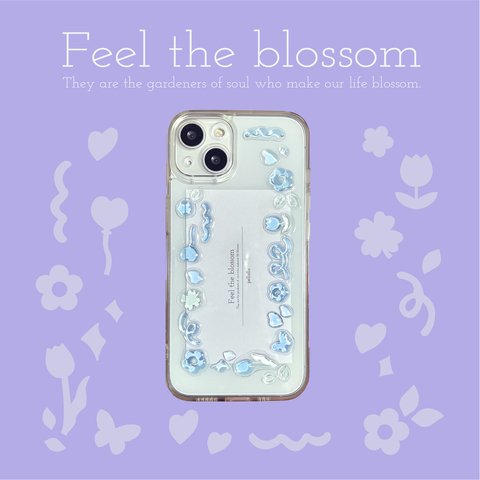 FEEL THE BLOSSOM blue 透け・もち・ちゅるん スマホケース