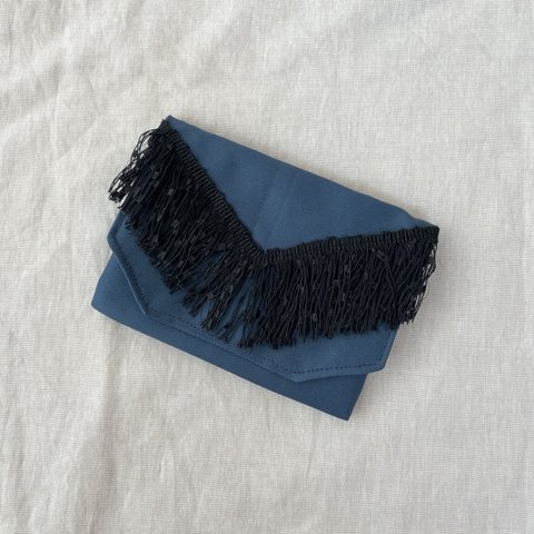 〖 Navy blue 〗フリンジ移動ポケット♡ポケットティシュケース♡サニタリーポーチ♡