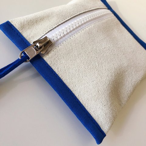 pouch-A 《【blue】》お菓子の袋のような革ポーチ　青