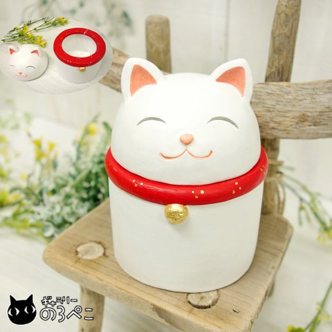 創作陶人形 猫のお骨壺　aa145-143