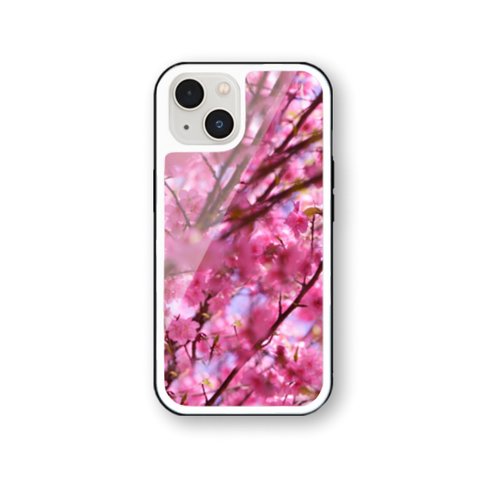 桜90  強化ガラスiPhoneケース さくら　iPhone15 iPhone14 iPhone13 iPhone12 iPhone11 iPhoneSE2  iPhoneSE3