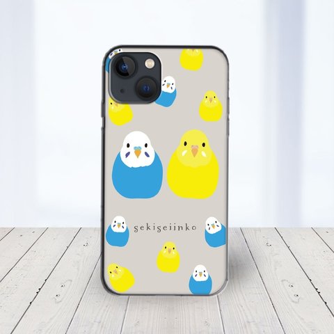 ほぼ全機種対応 スマホケース インコ 青・黄ミックス    iPhone Android