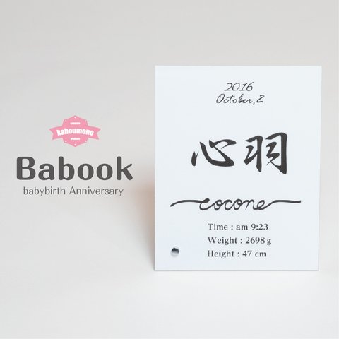 Babook 　赤ちゃん　命名書　ベビー　メモリアル　誕生日　名入れ　アクリル　プレート　プレゼント　敬老の日　シンプル