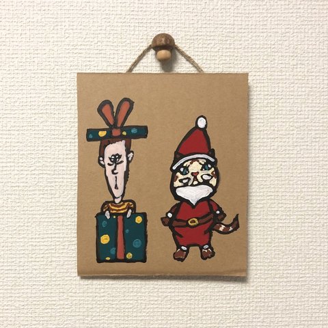 【送料無料】 ダンボール原画   「コングくんとおきゅちゃんのクリスマス」