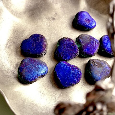 【1コずつ販売】JIRI＊IVANA#czech beads#チェコビーズ　seaglass heart♡ 21✖️19㍉　metalic blue