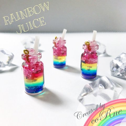 再販＊”Rainbow Juice” 氷たっぷり カラフル 虹色ジュース チャーム/イヤホンジャック/キーチェーン 