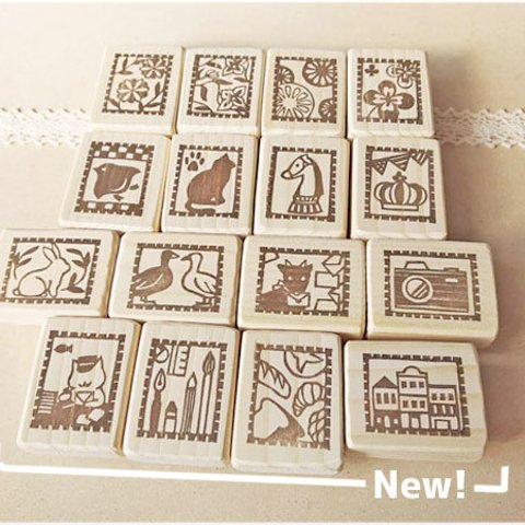 【受注制作】３個選べる切手はんこセット【送料無料】