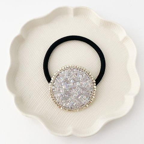 crystal hair accessory < silver circle >
