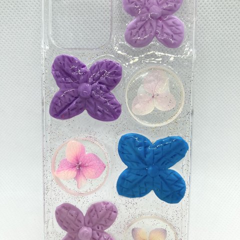 キラキラ紫陽花iPhoneケース
