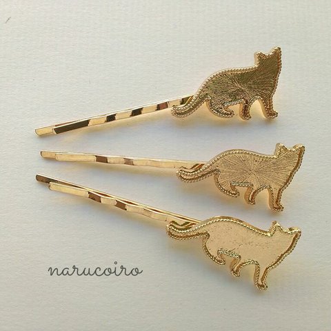 ねこヘアピン☆３本セット