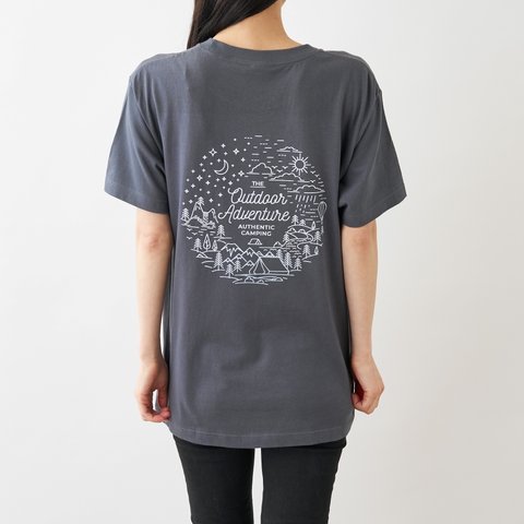 Outdoor adventure バックプリントTシャツ デニムグレー