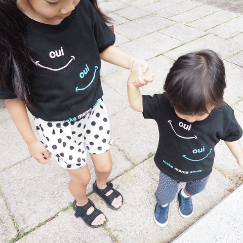 oui oui make mama smile KIDS T-shirt 100サイズ Black