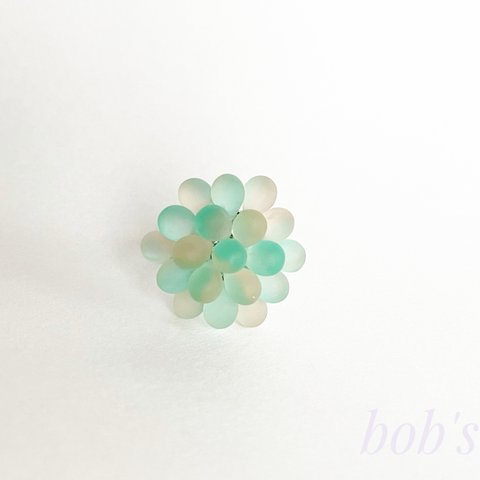 glass beads ring* マットアクアフロースト