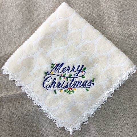 メリークリスマス！ミシン刺繍のハンドタオル