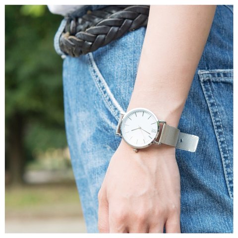 【シンプルなシルバーデザインがおしゃれ】　腕時計　メンズ　レディース　シンプル　シルバー　ペアウォッチ　カップル　母の日