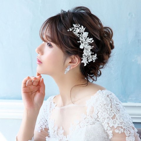 ヘッドドレス 【ジョシー】シルバー(H-130) | 花嫁 ウエディング 結婚式 ナチュラル 小枝 挙式 前撮り フォトウエディング  リーフ リゾート ゴールド 披露宴 お色直し 