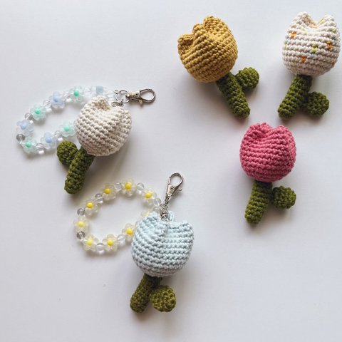 tulip × beads flower strap : : : : チューリップ×ビーズフラワーストラップ