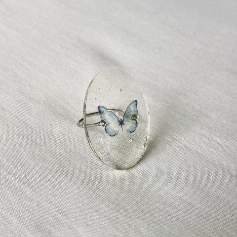 Vintage rétro Butterfly Glass Ring #1