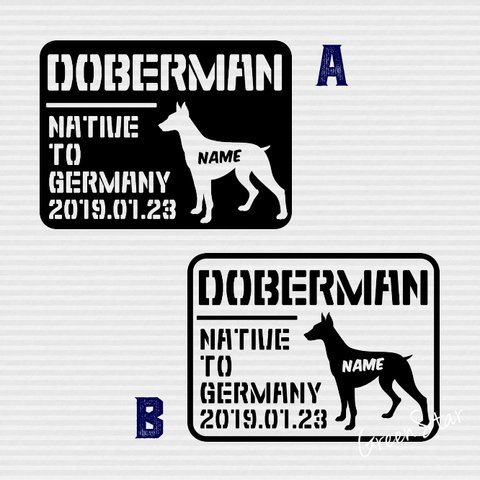 [ ドーベルマン ] 名前＆犬種名＆誕生日入り DOGステッカー☆ヴィンテージラベル　オーダー 犬ステッカー ウォールステッカー