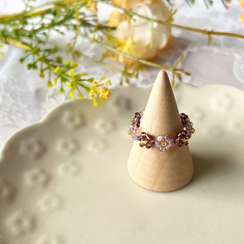 【ビーズリング】Autumn color ring 《purple》